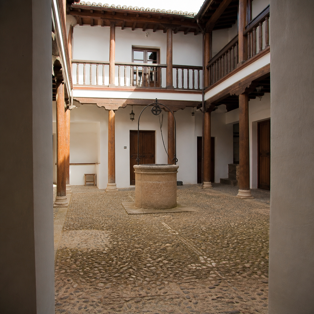 Patio tradicional con pozo antiguo del Centro de Interpretación de Adamuz