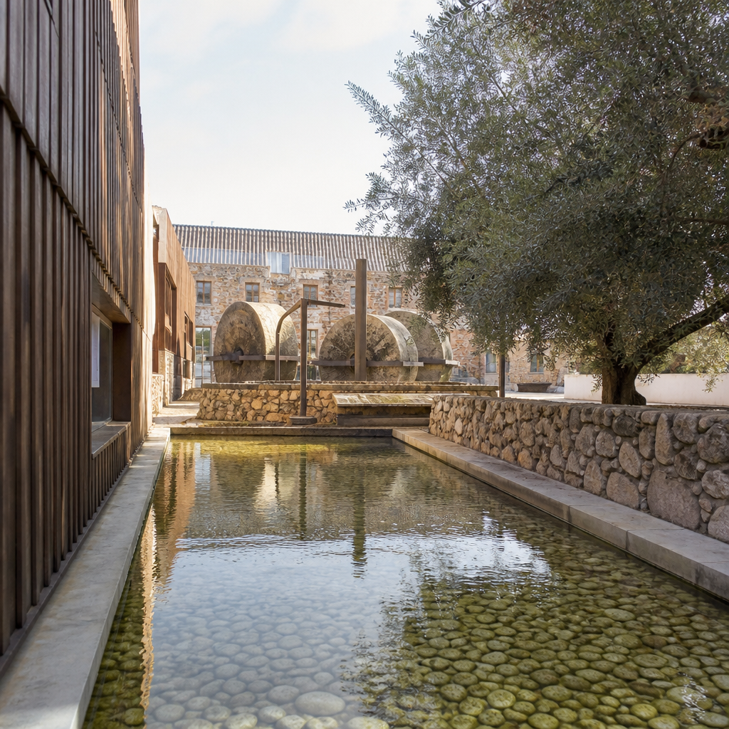 El patio que imita al aceite · Centro del Olivar de Sierra (Antigua Fábrica de los Maynez)