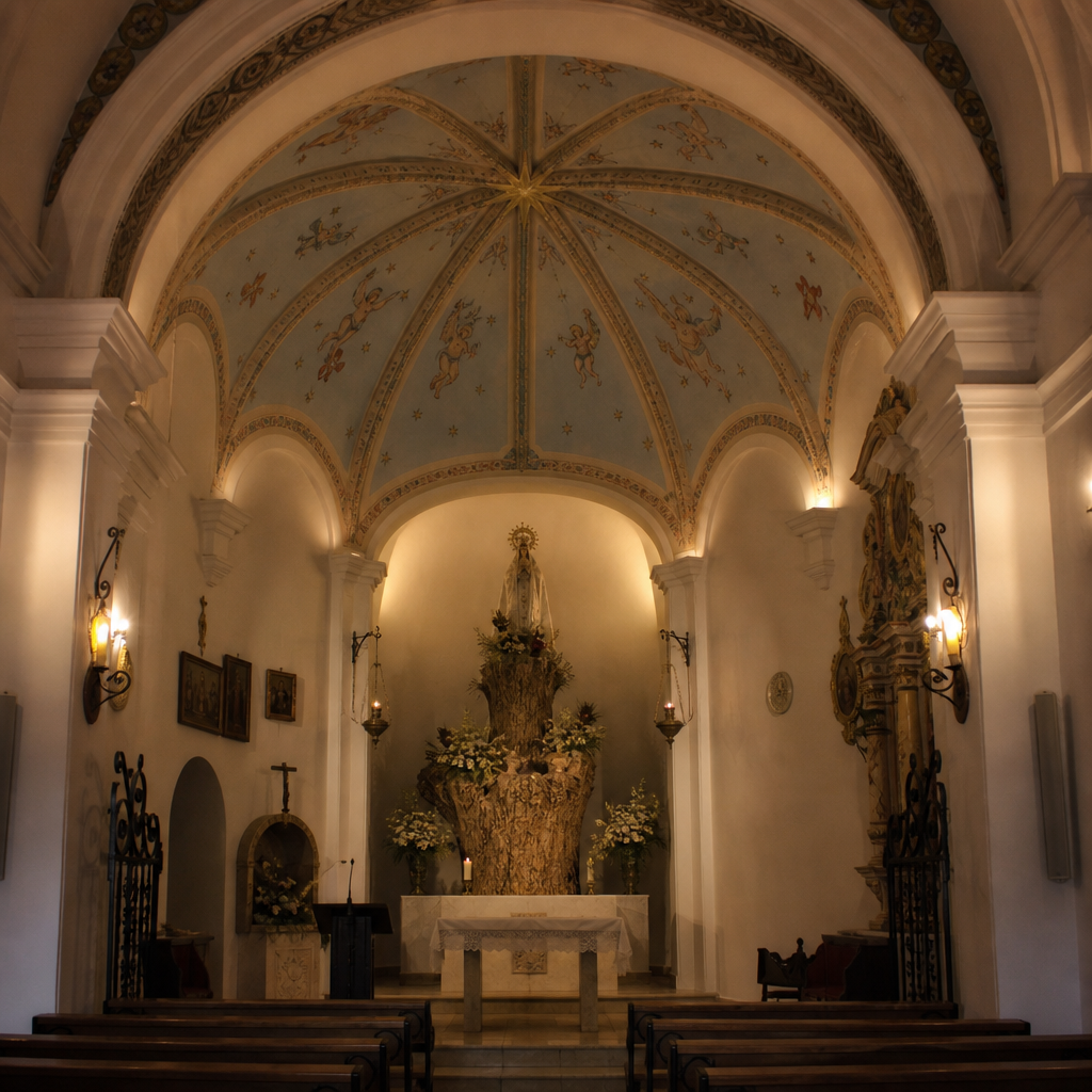 Altar y bóveda de la Ermita de Nuestra Madre del Sol en Adamuz