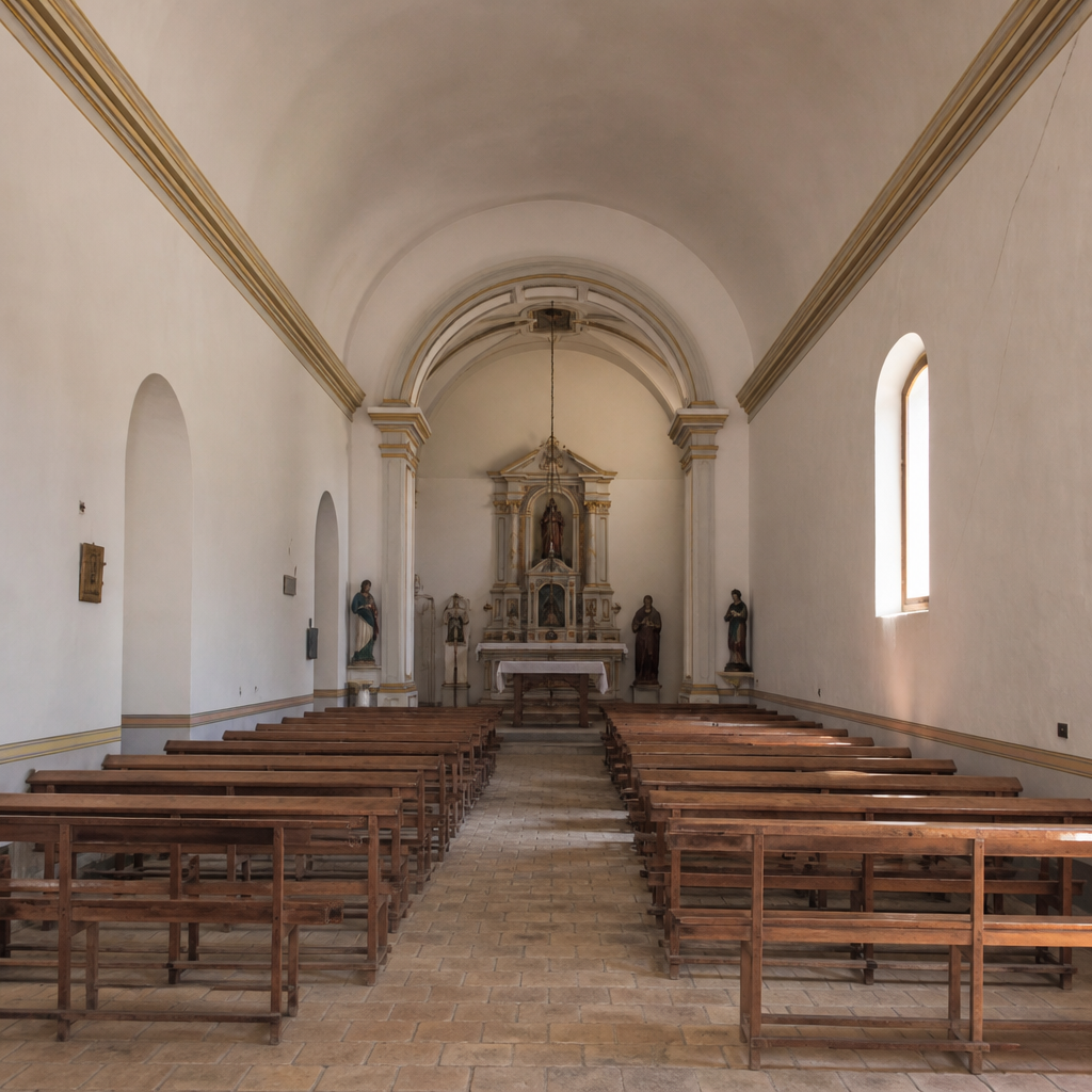 Nave con bóveda de cañón del Oratorio de San Pío V en Adamuz