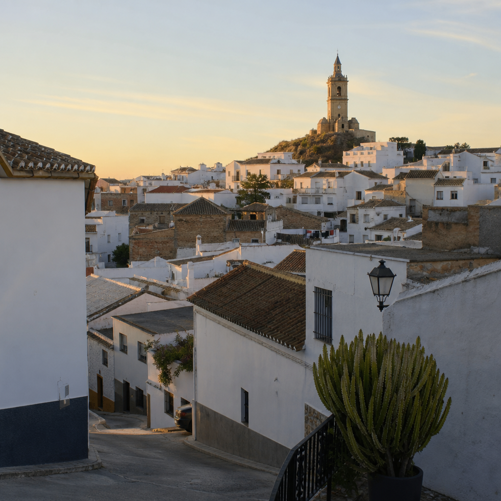 La torre se eleva sobre las casas y las calles en pendiente de la Silera.