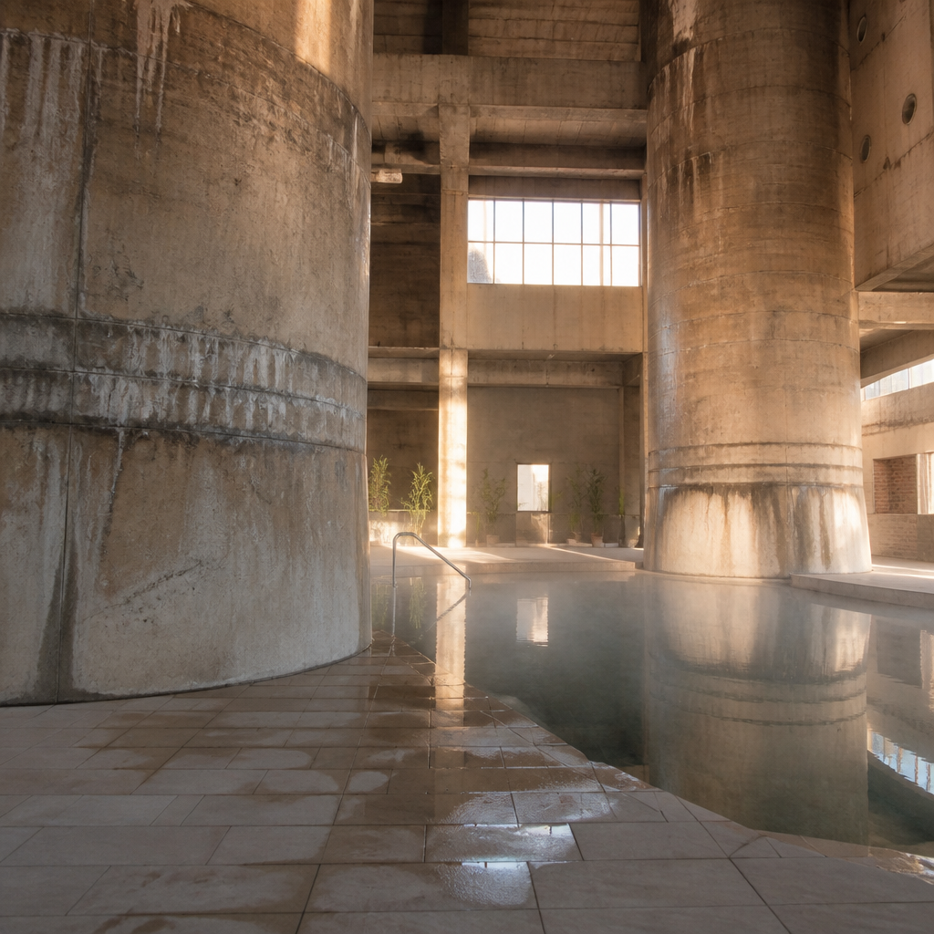 Interior del Centro Termal Los Pedroches en el antiguo silo de cereal de Alcaracejos