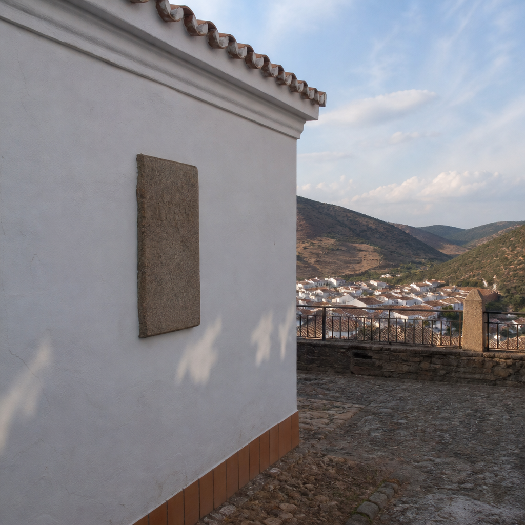 Muro de la Epístola de la Ermita de San Sebastián de Alcaracejos y vista del pueblo