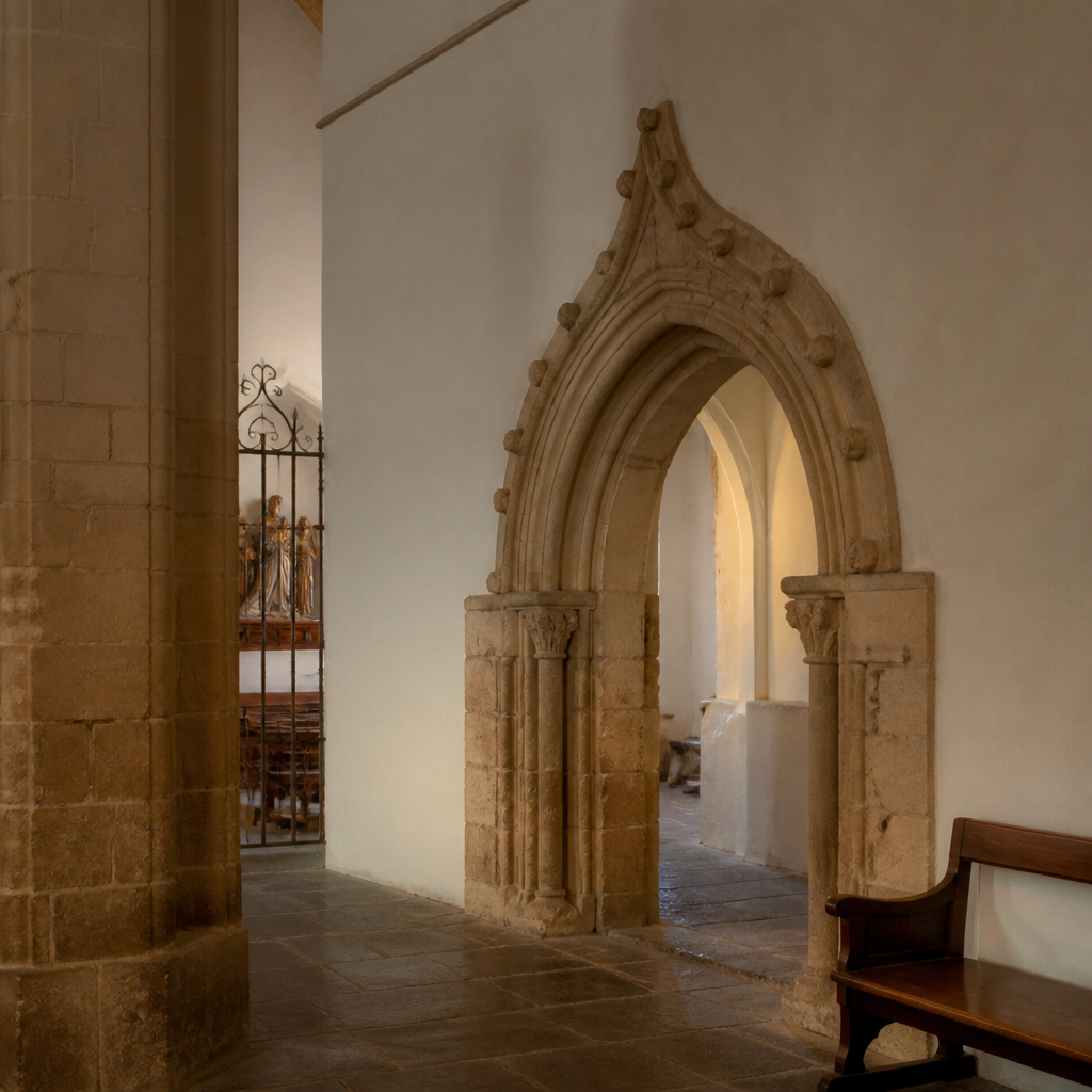 Portada antigua en el interior de la Parroquia de San Andrés Apóstol, Alcaracejos