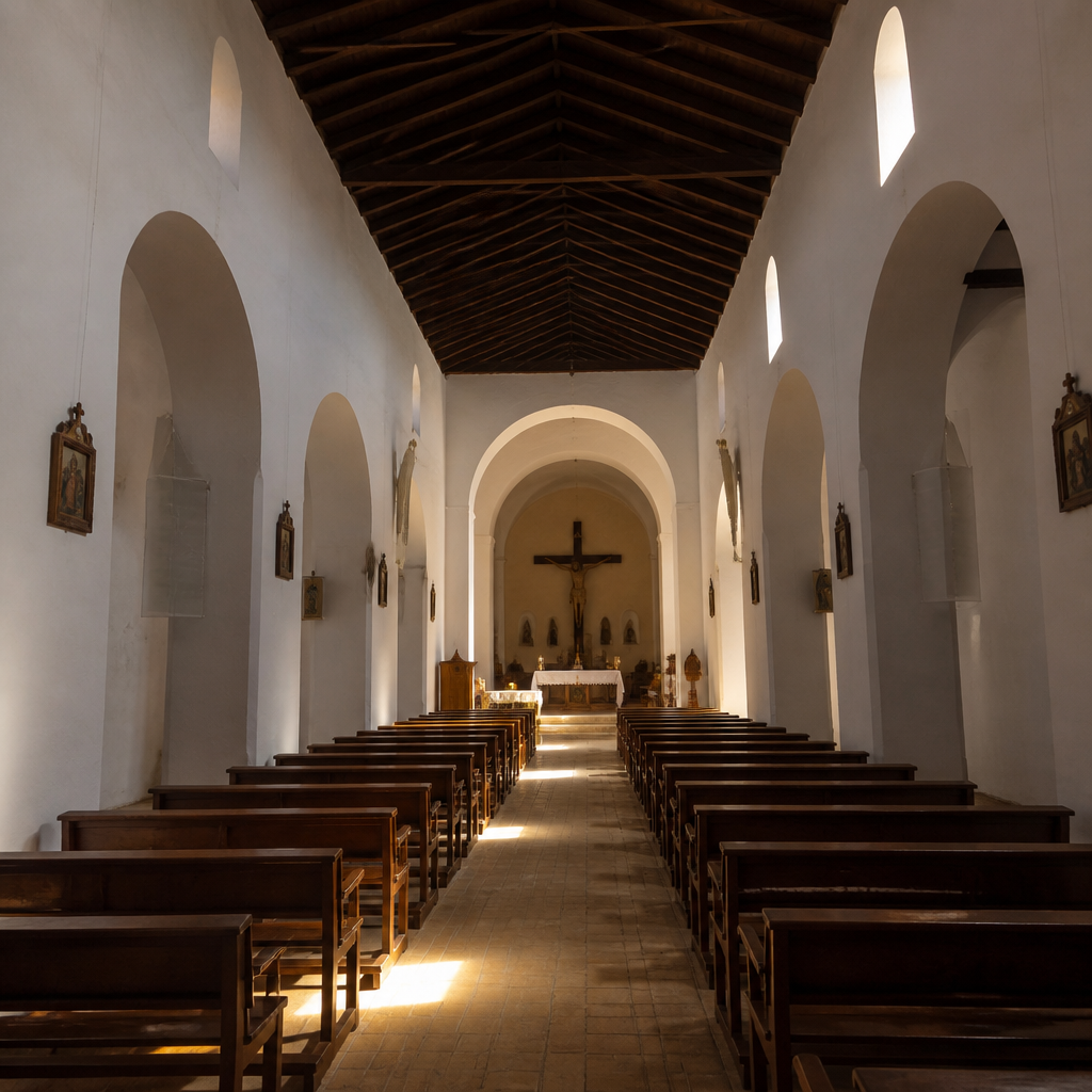 Nave y presbiterio de la Parroquia de San Andrés Apóstol en Alcaracejos