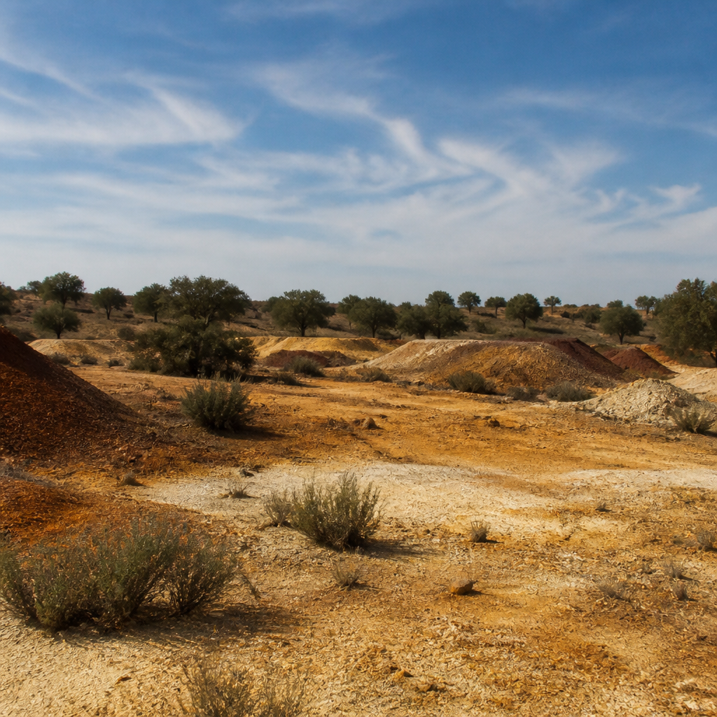 Terreno con restos de tratamiento en el yacimiento de Los Almadenes, Alcaracejos