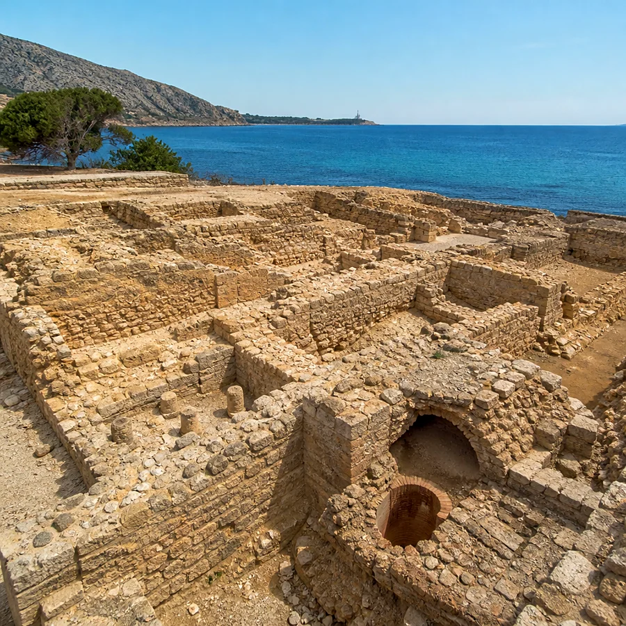 Recreación ilustrativa: Termas romanas de Lucentum en el Tossal de Manises, Alicante