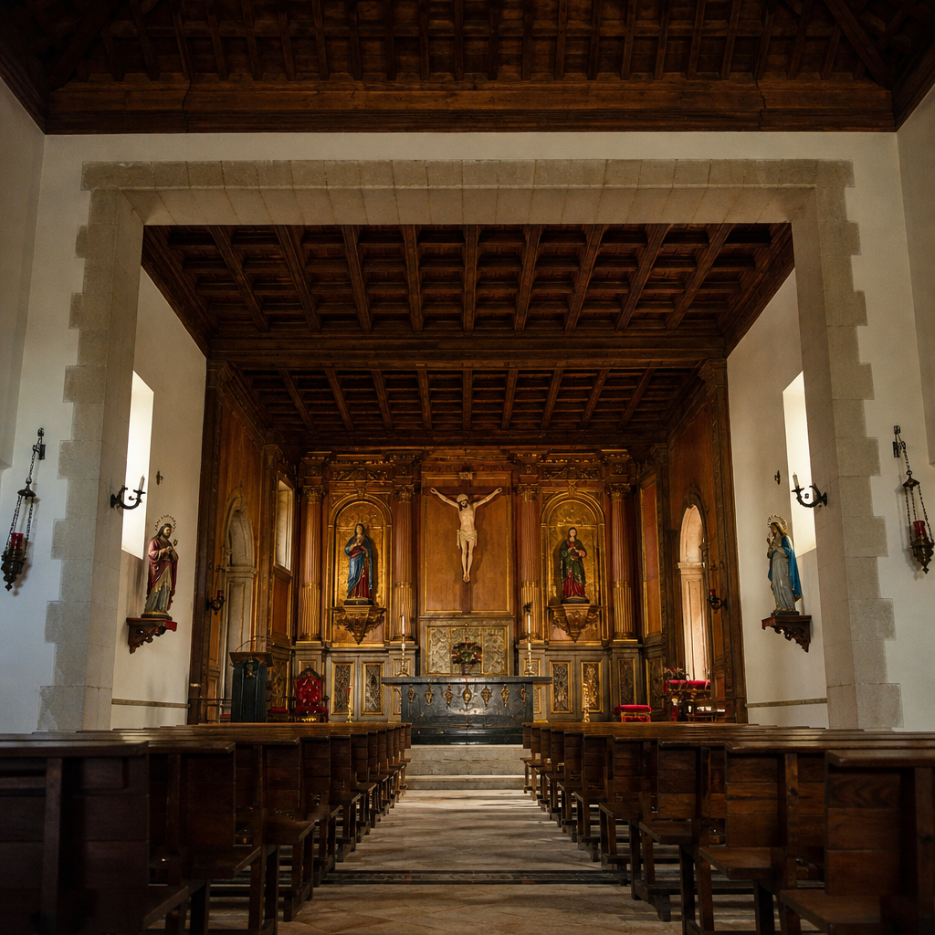 Presbiterio con imaginería en la Iglesia Parroquial de San Juan Bautista de Almedinilla