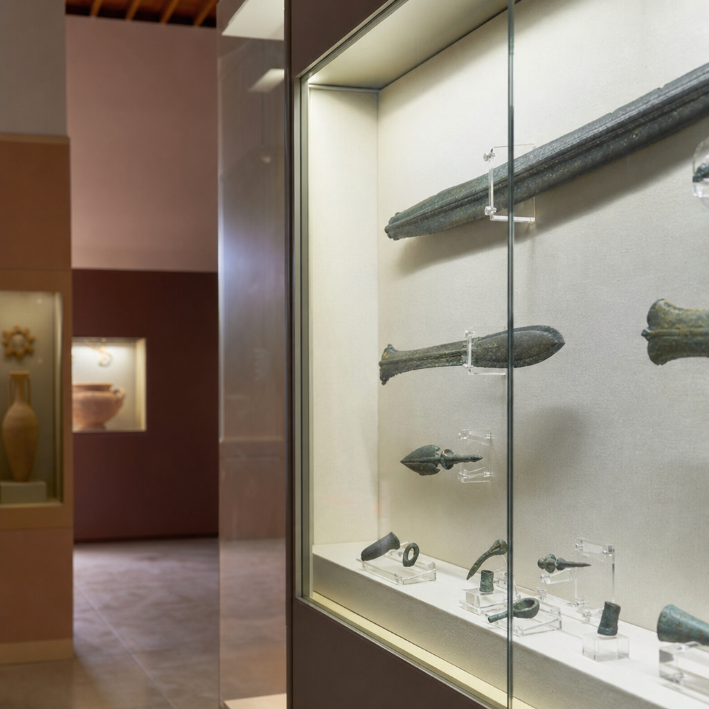 Objetos metálicos arqueológicos expuestos en la sala íbera.