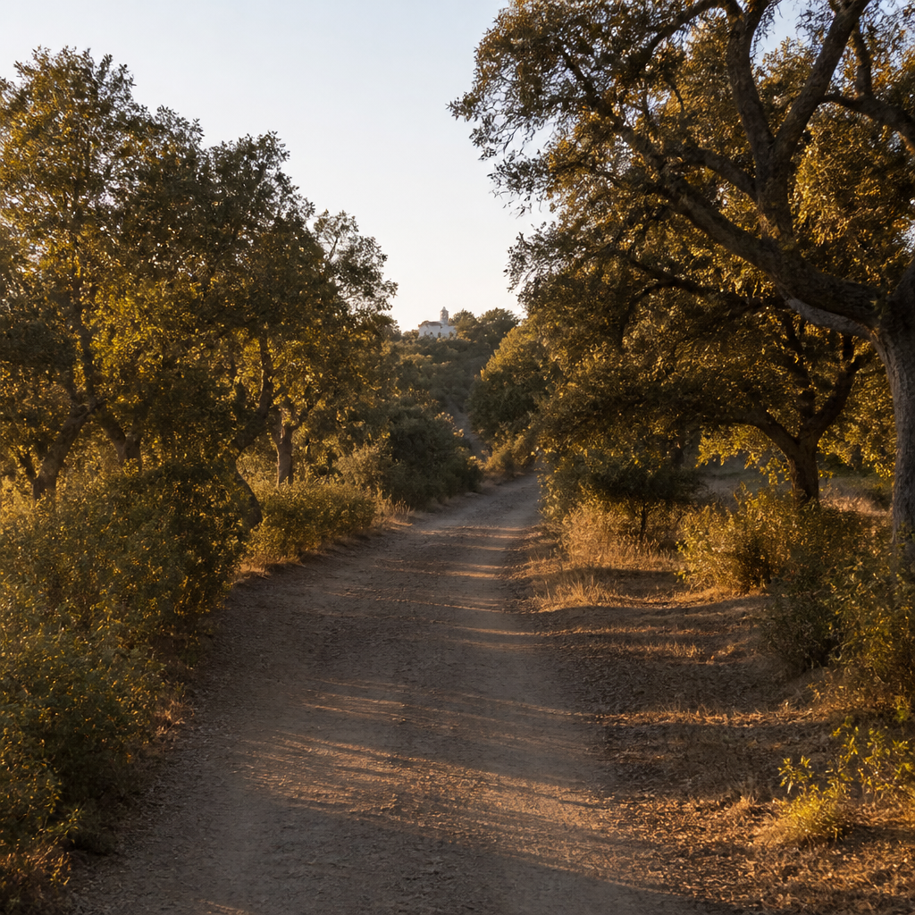 Acceso a la Ermita de San Martín en Añora entre la dehesa