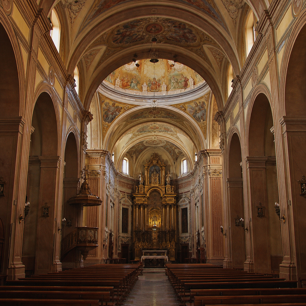 Nave y cúpula elíptica de la Iglesia de San Francisco de Baena tras su restauración