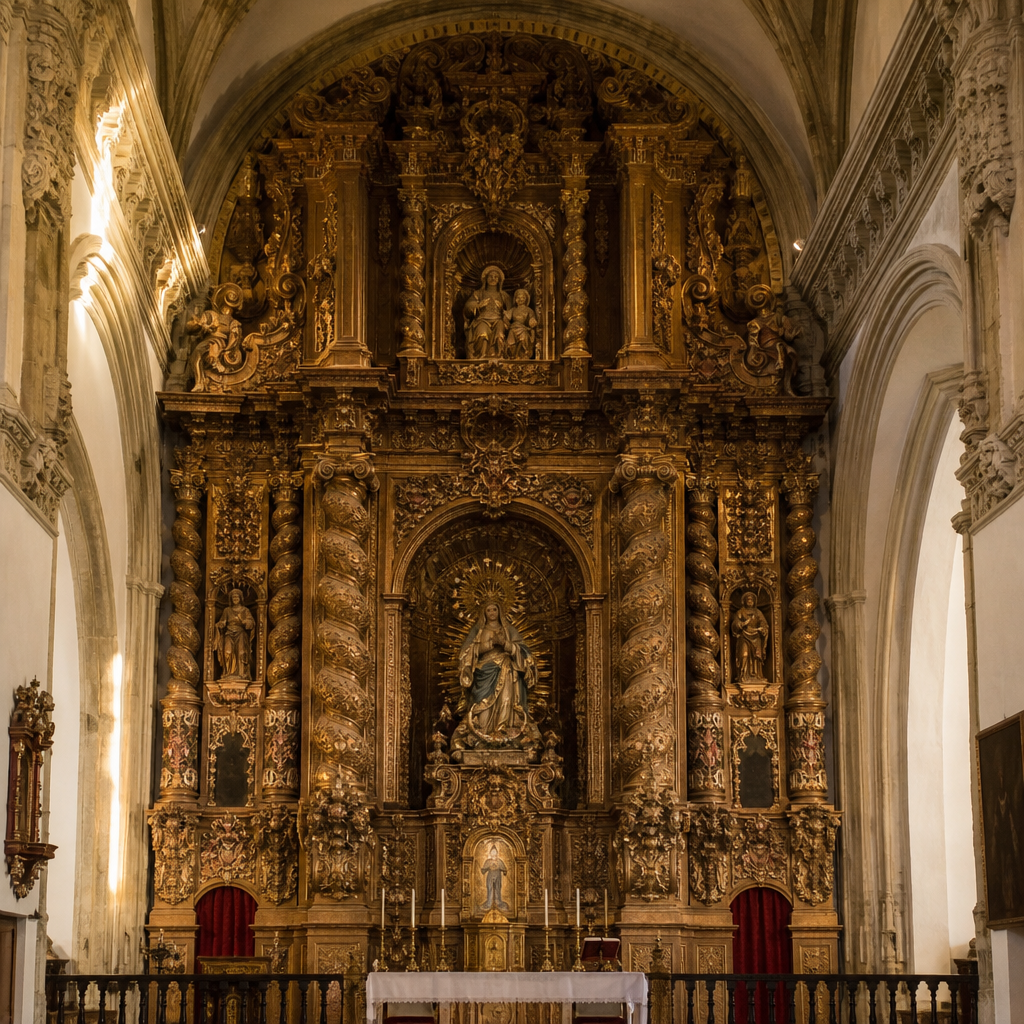 Retablo mayor barroco de la Iglesia de San Francisco de Baena con la Inmaculada