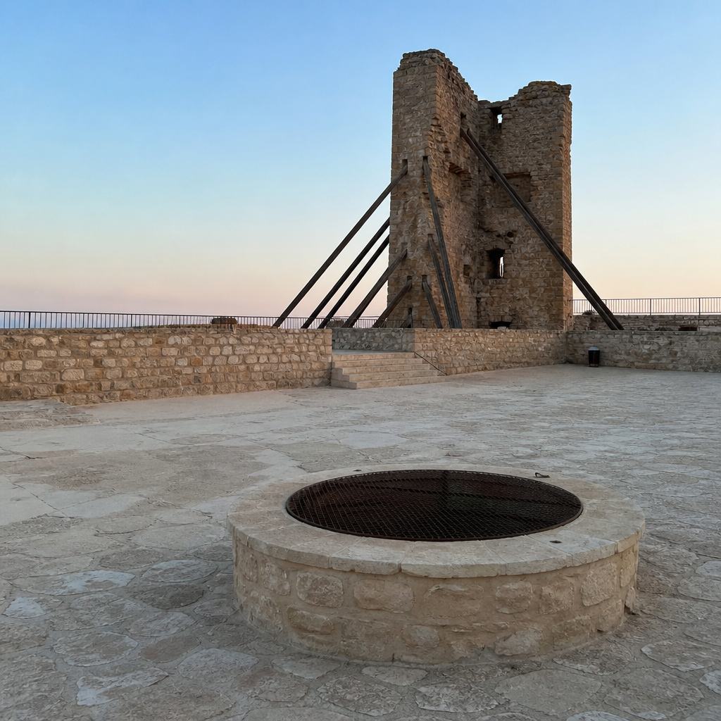 Patio de armas y aljibe del castillo de Torreparedones