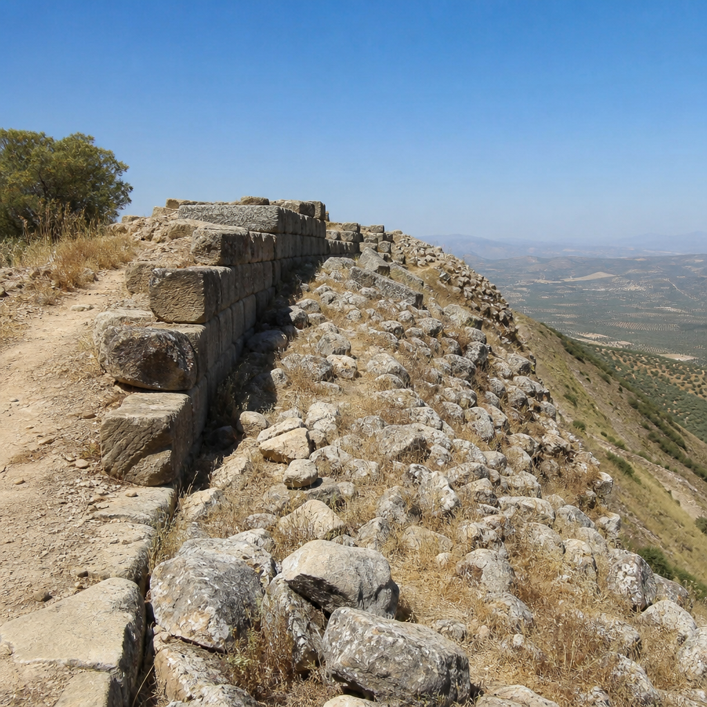 Muralla ibérica de Torreparedones recorriendo el borde del recinto