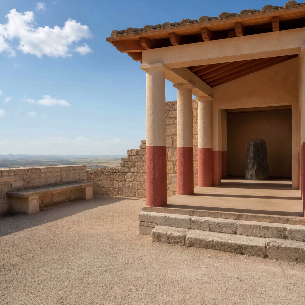Santuario ibero-romano de Torreparedones con la columna sagrada recreada