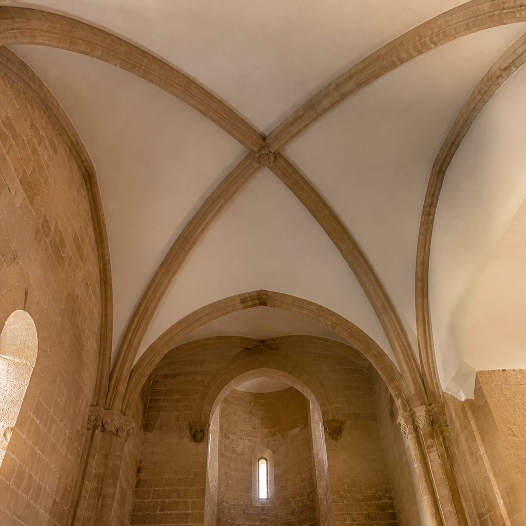 Bóveda de crucería de la capilla mayor de la Ermita de la Alcantarilla en Belalcázar