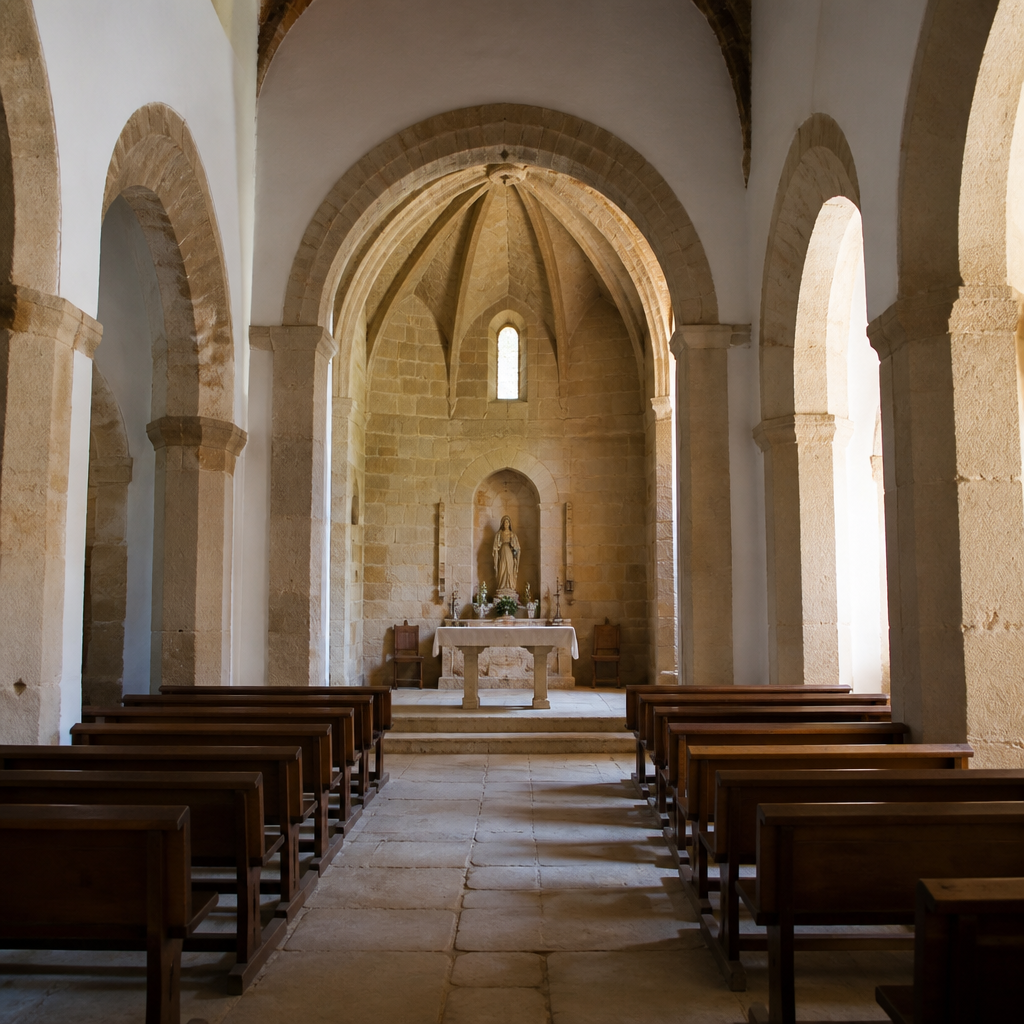 Interior y presbiterio de la Ermita de Nuestra Señora de la Consolación de Belalcázar