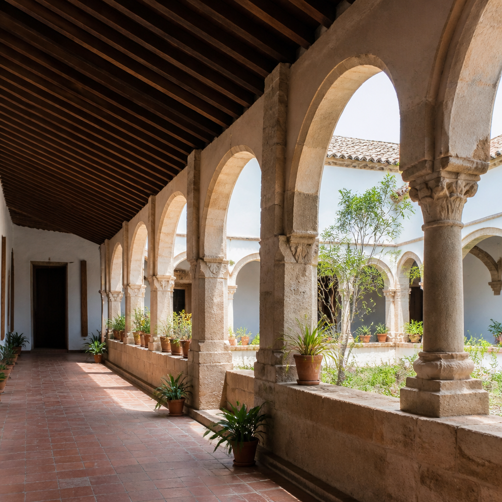 El claustro por el que entraron los caballos · Monasterio de Santa Clara de la Columna
