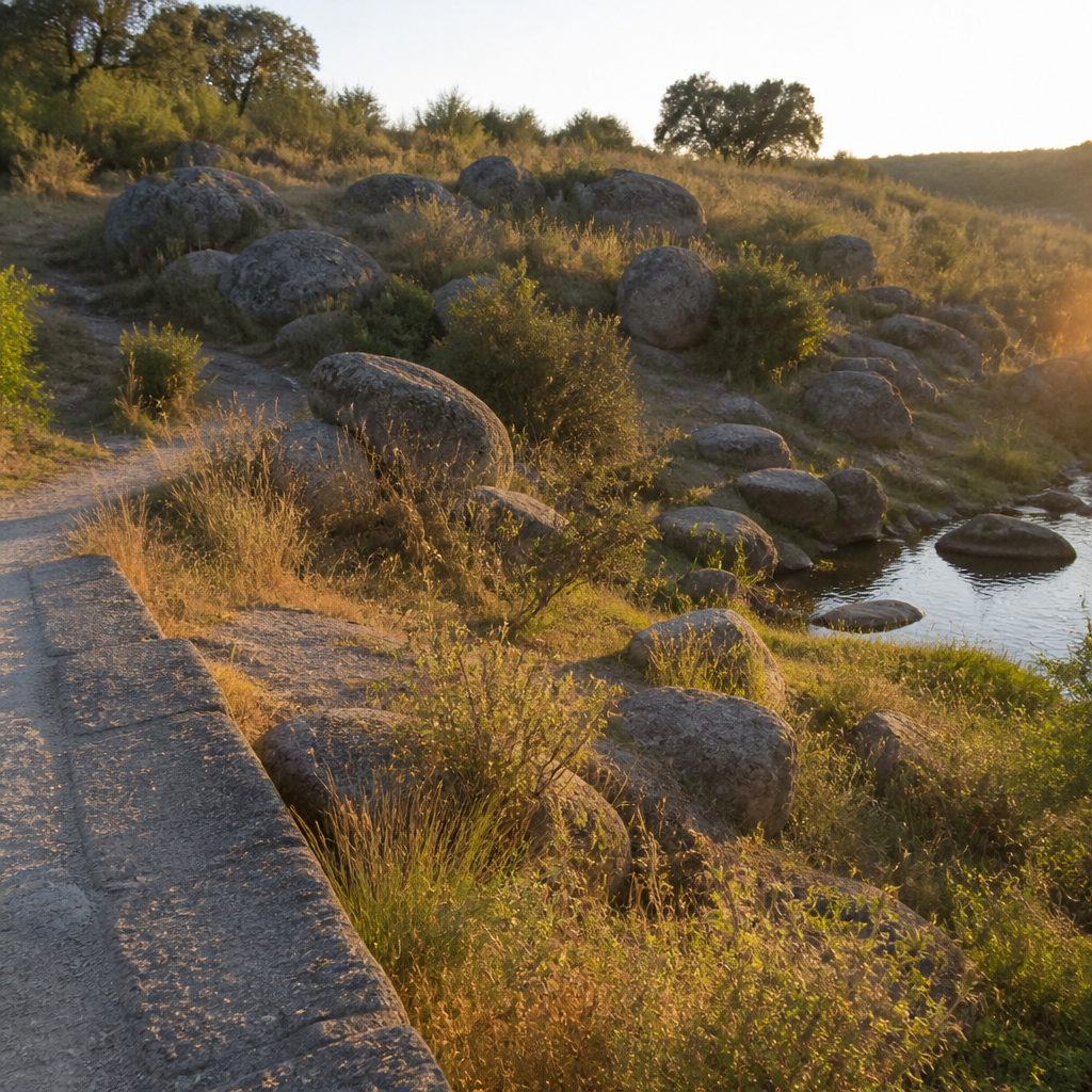 Entorno de piedra junto al Puente de San Pedro sobre la Jarilla