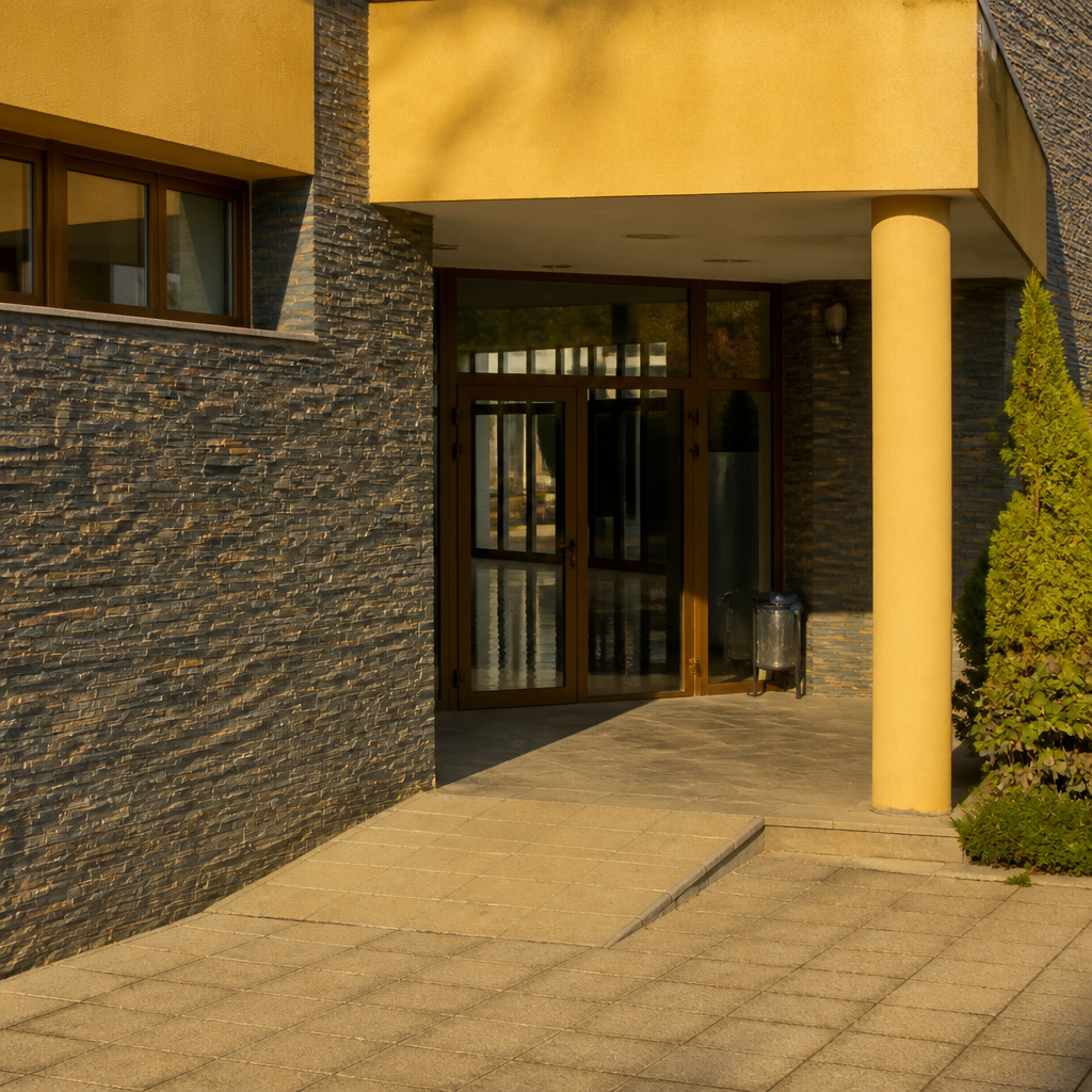 Entrada del edificio de la Escuela Politécnica Superior de Belmez, donde se encuentra el Seminario Antonio Carbonell