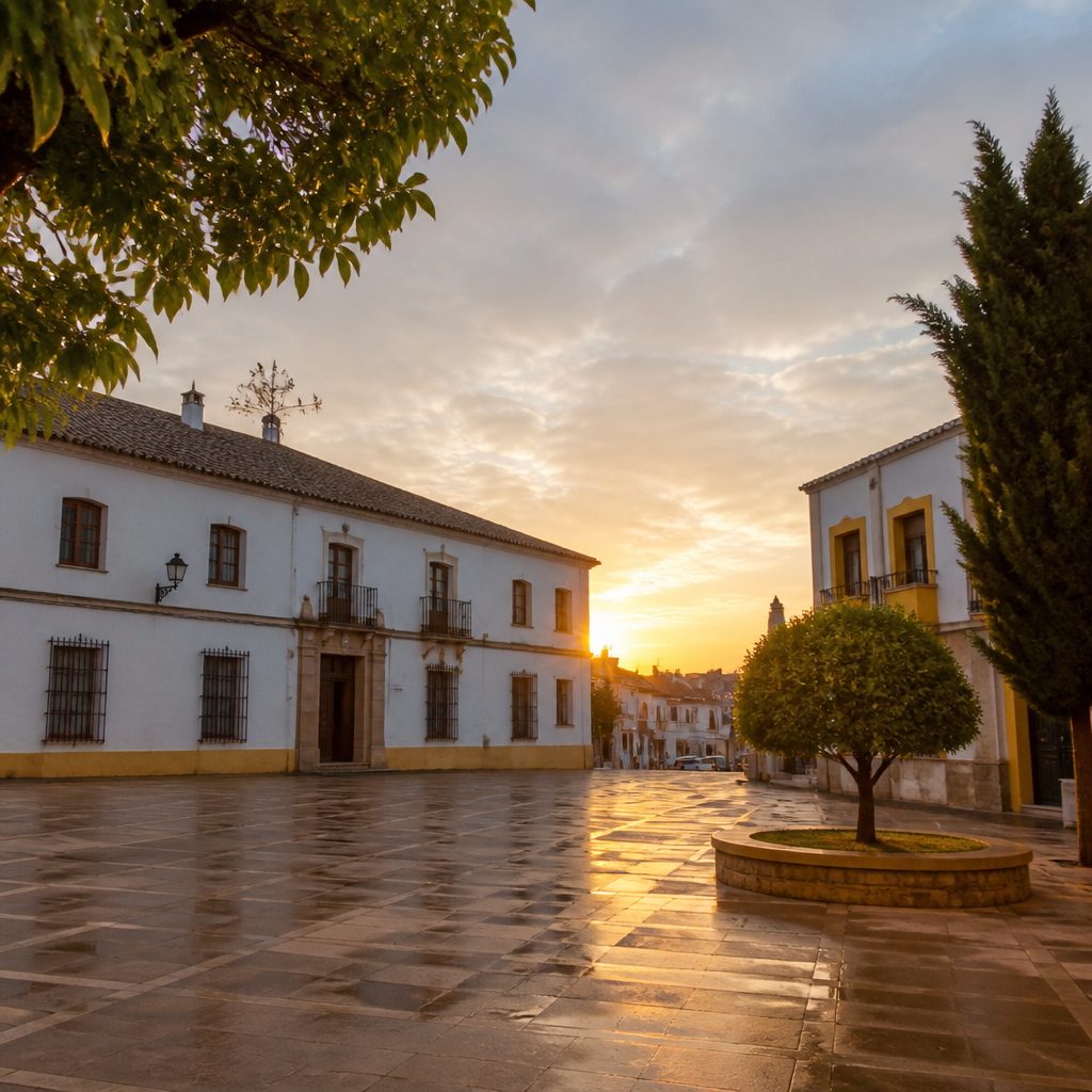 Plaza del Santo en Belmez, primer emplazamiento de la Escuela de Minas