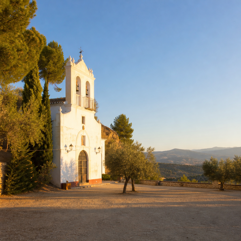 Explanada del Santuario de la Virgen de Gracia en Benamejí con vistas a las sierras