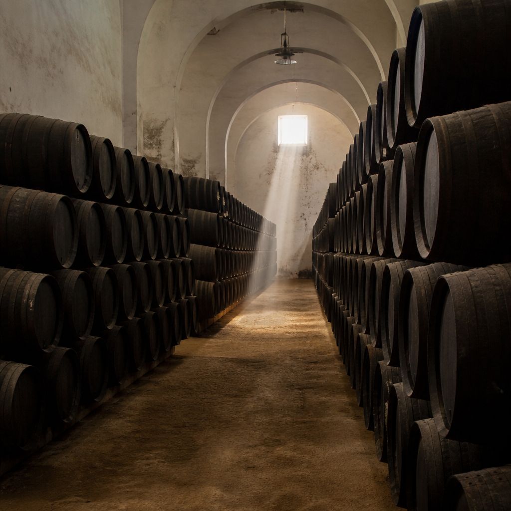 Botas de crianza del fino C.B. en bodegas de Montilla