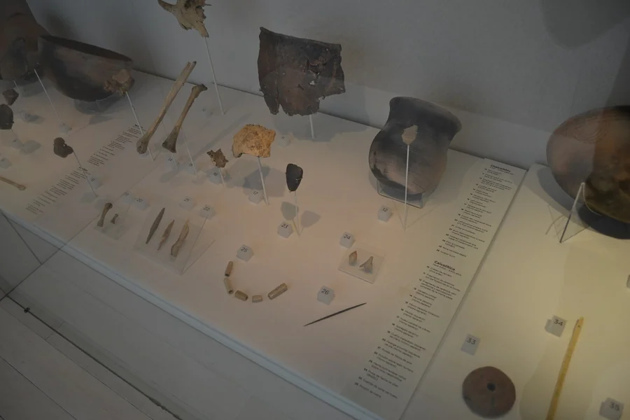 Herramientas de piedra y marfil y sala del fuego en el museo de Burgos