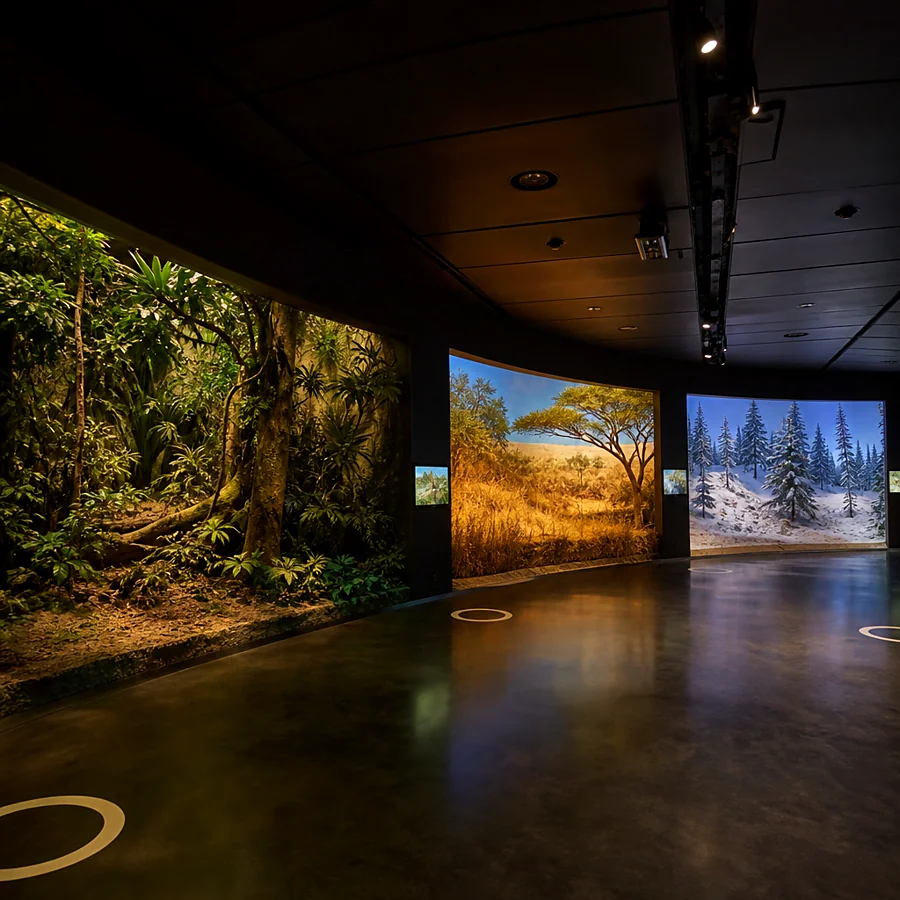 Recreación ilustrativa: Paisajes de selva, sabana y tundra en el Museo de la Evolución Humana de Burgos