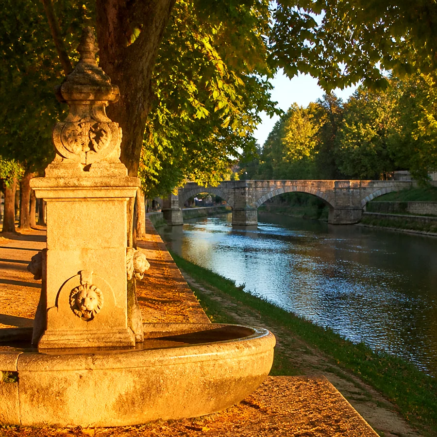 Recreación ilustrativa: Fuente de Malatos junto al paseo de la Isla en Burgos