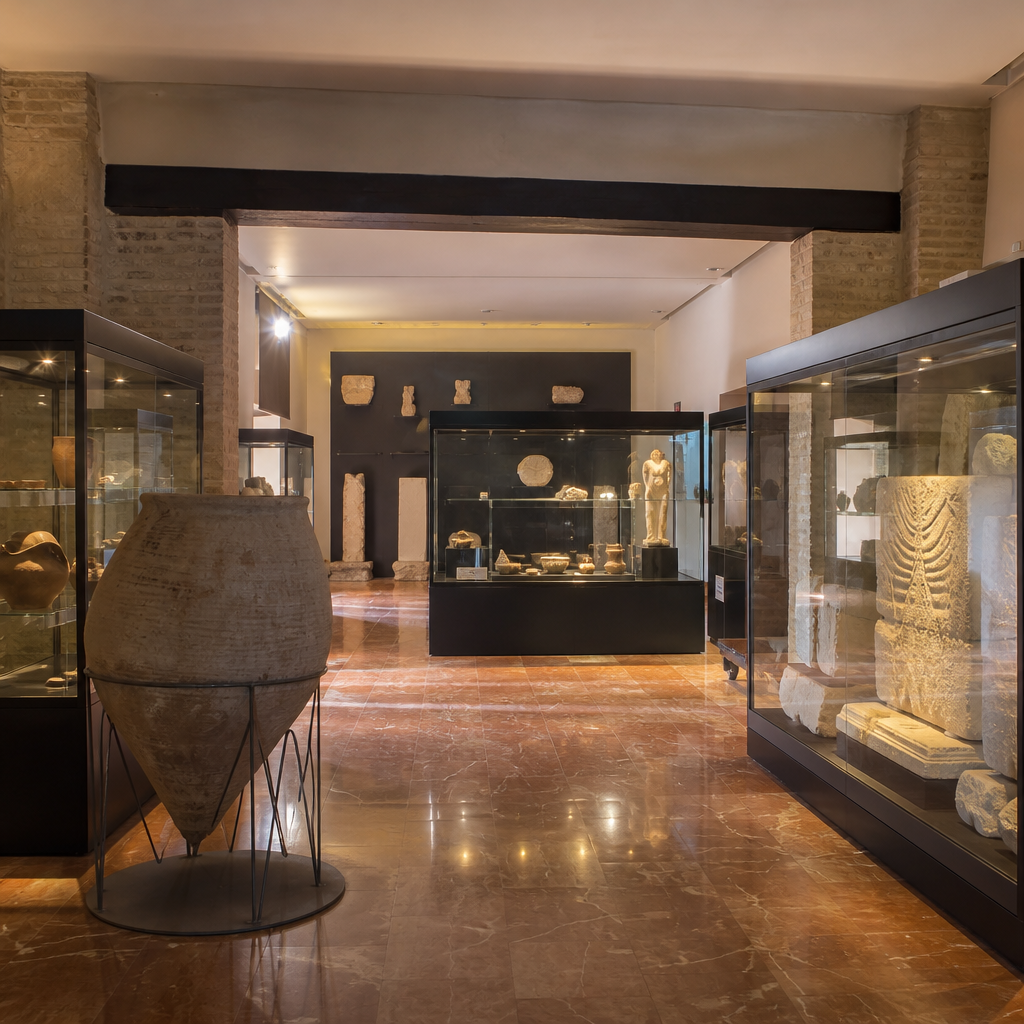 Sala romana del museo de Cabra con piezas de la antigua ciudad de Igabrum.