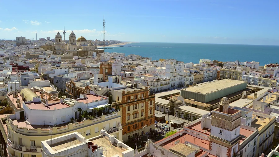 Pantalla de la Cámara Oscura de Cádiz en la Torre Tavira
