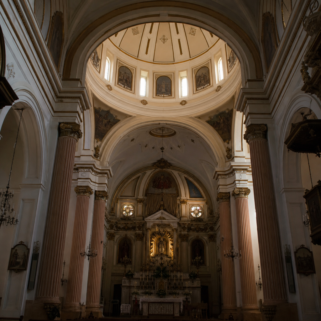 Interior de la Ermita de Madre de Dios con cúpula y camarín, Cañete de las Torres