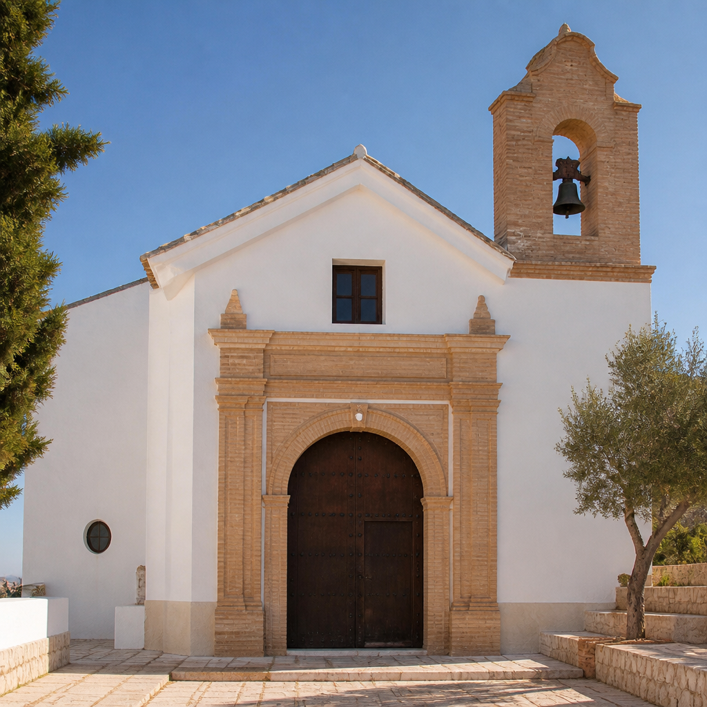 Portada y espadaña de la Ermita de Nuestra Señora del Castillo en Carcabuey