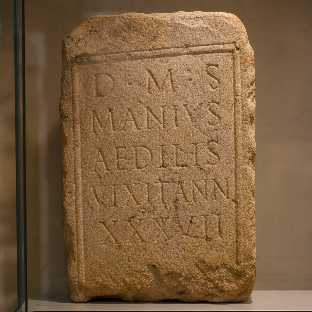 Inscripción funeraria romana de tipo epigráfico, como la de Fortunatus, esclavo del municipio de Ipolcobulcula
