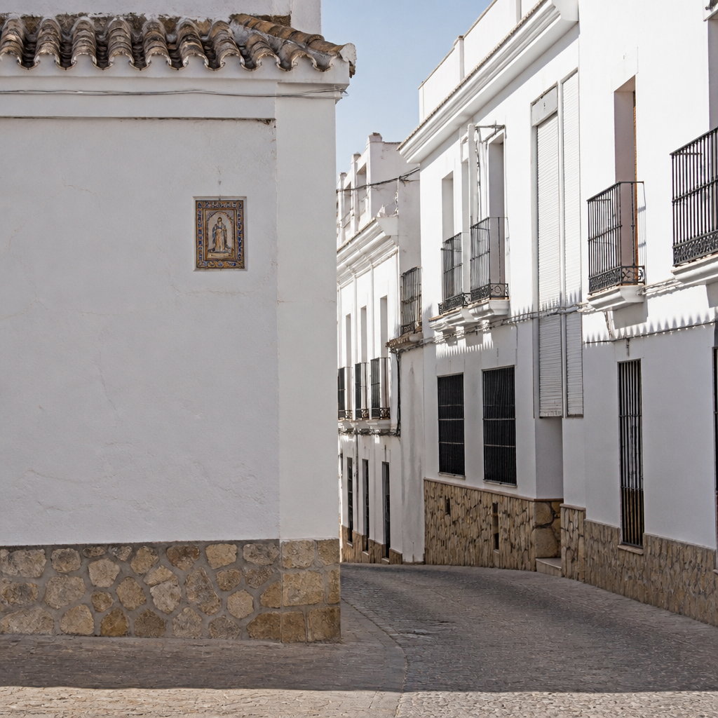 Placa cervantina de Castro del Río en la esquina de San Juan y Hospital