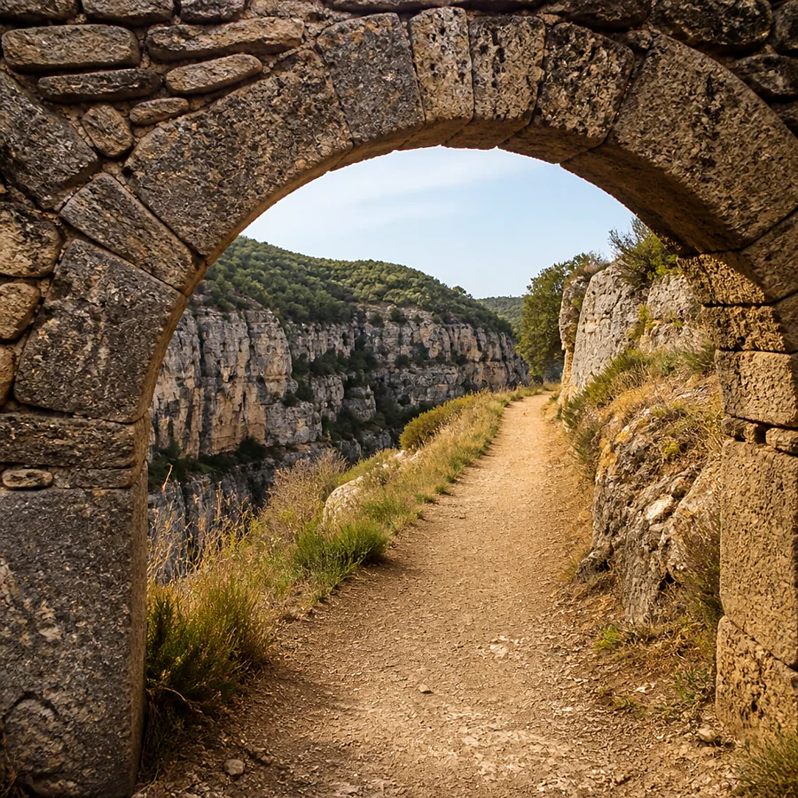 Recreación ilustrativa: Camino y miradores de la ermita-cementerio de San Isidro