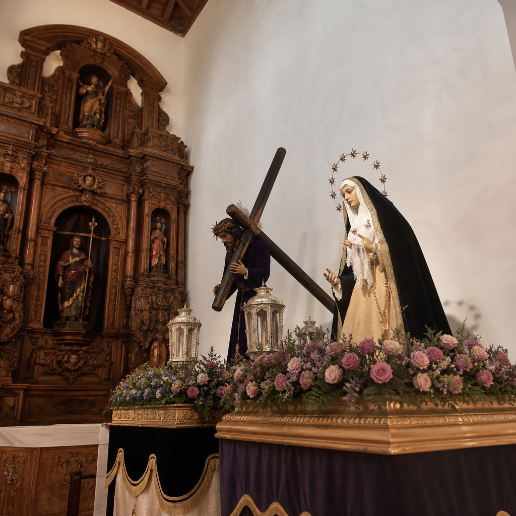 Imágenes de Semana Santa en la Ermita del Espíritu Santo de Doña Mencía durante la visita