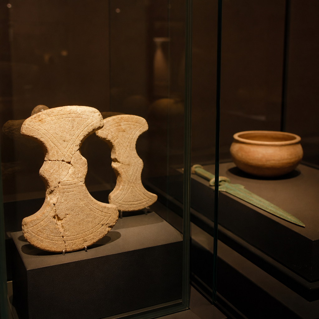 Ídolos de El Laderón y tumba argárica en el Museo de Doña Mencía