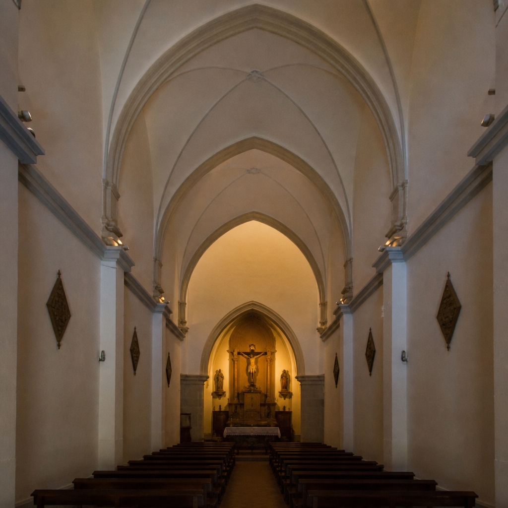 Nave y bóvedas del interior de la Ermita del Santo Cristo de Dos Torres
