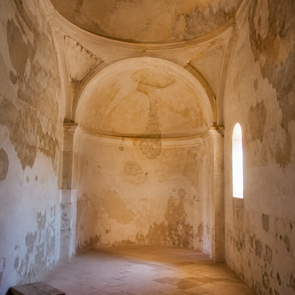Presbiterio con cúpula de la Ermita del Santo Cristo, Dos Torres