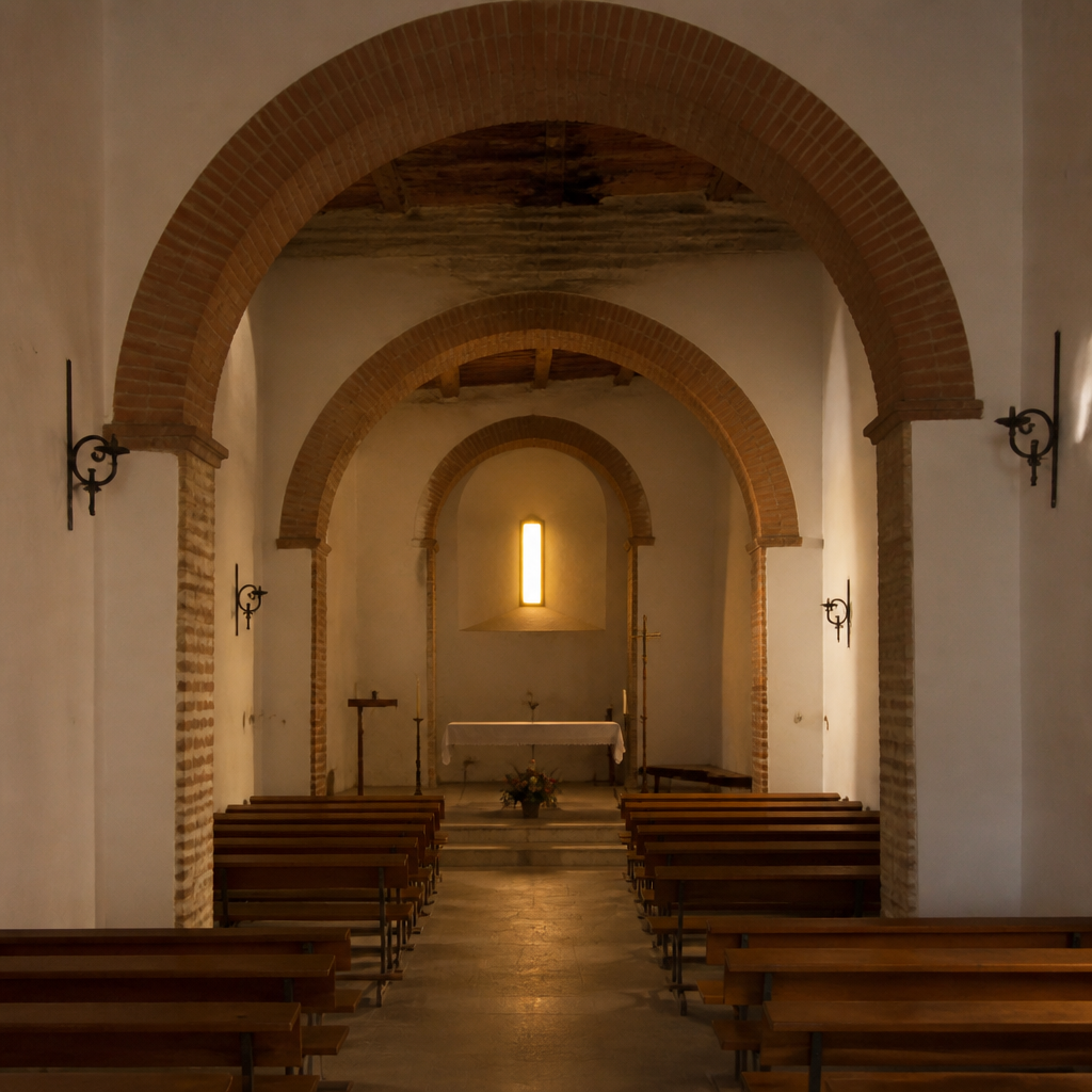 Cabecera de la Iglesia de Santiago Apóstol de Dos Torres, visita al interior