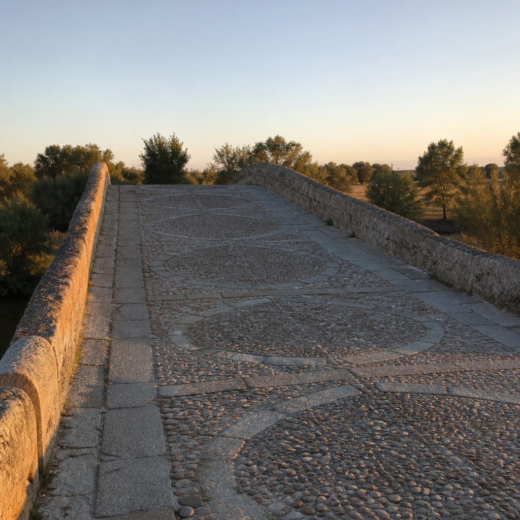 Empedrado del tablero del Puente de Santa Ana en Dos Torres