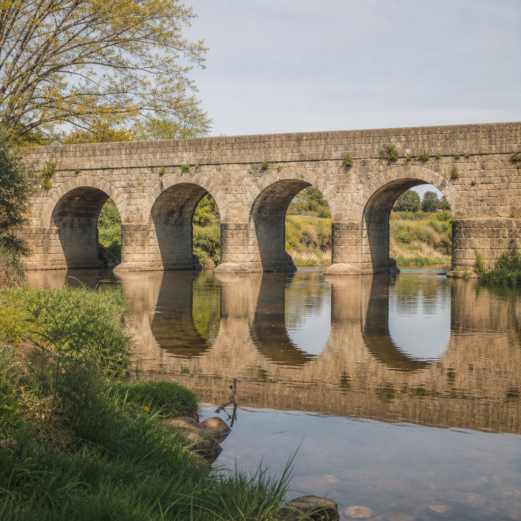 Arcos del Puente de Santa Ana de Dos Torres vistos aguas abajo