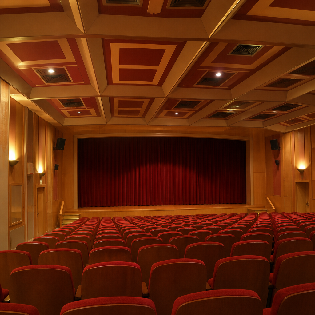 Sala y escenario del Teatro Municipal de El Carpio, parte de la visita al Teatro Municipal y Graneros del Castillo