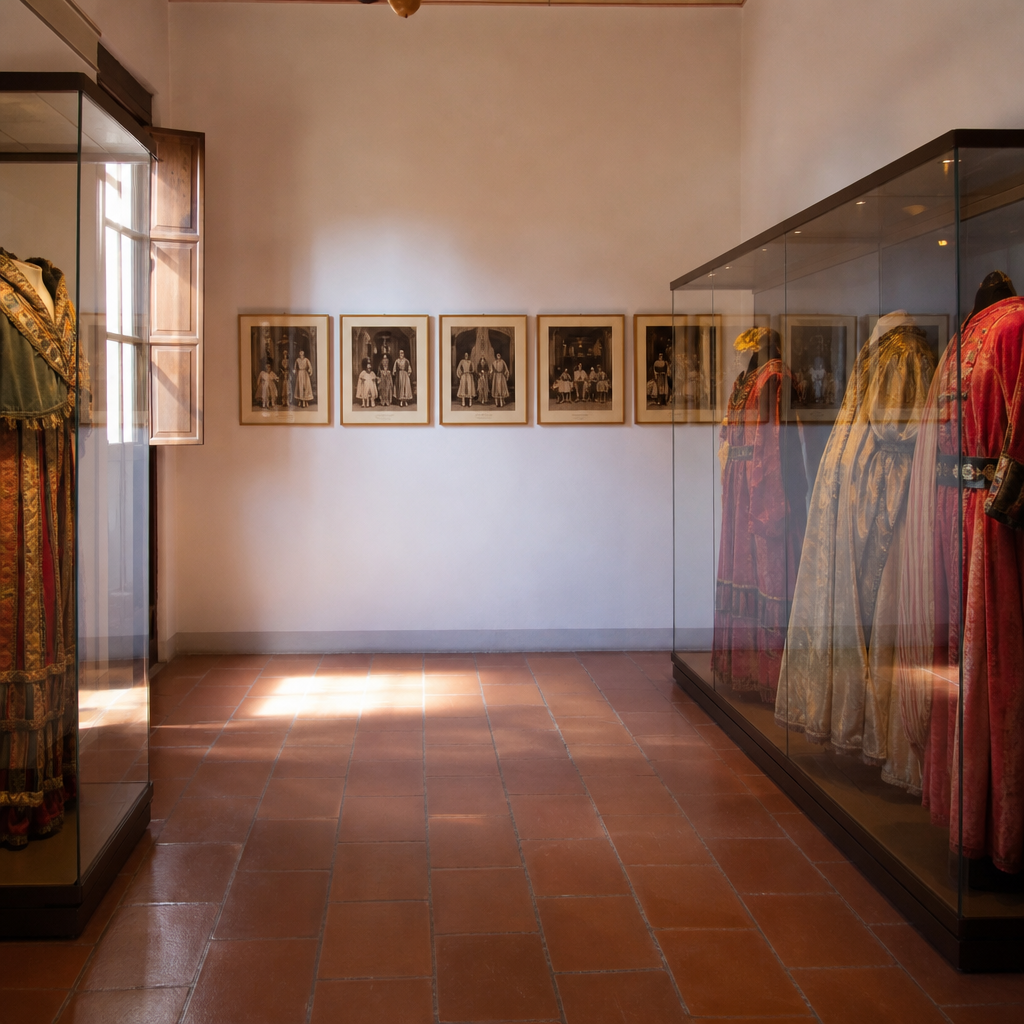 Vestuario y fotografías en el Centro de Interpretación del Auto Sacramental de los Reyes Magos de El Viso