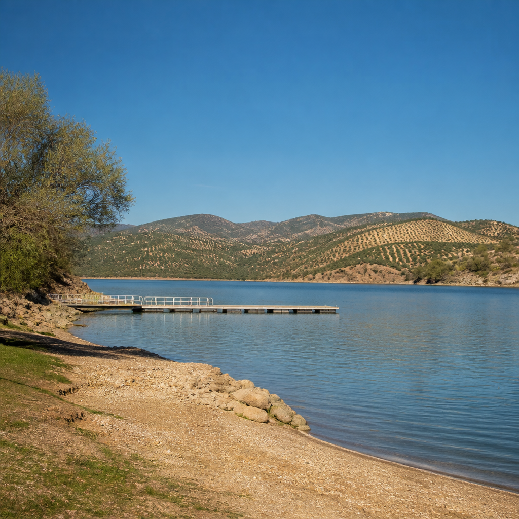 Playa Valdearenas Iznájar, de agua dulce, junto al embalse