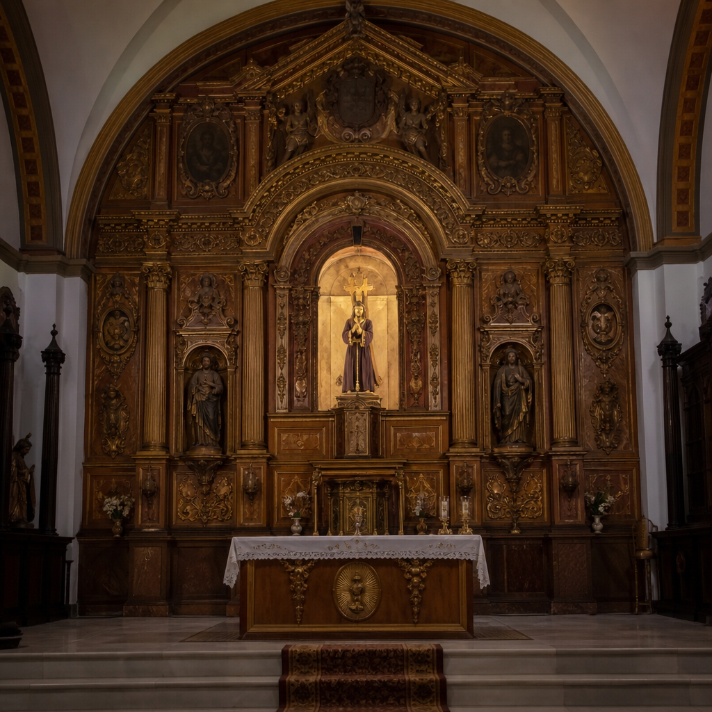Retablo mayor y camarín de Jesús de las Penas en la ermita de Encinas Reales