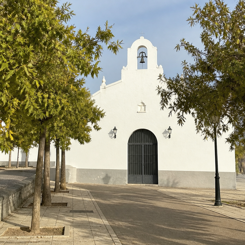 Exterior de la Ermita de Nuestra Señora de la Cabeza de Espejo, antigua escuela de Trinidad Comas