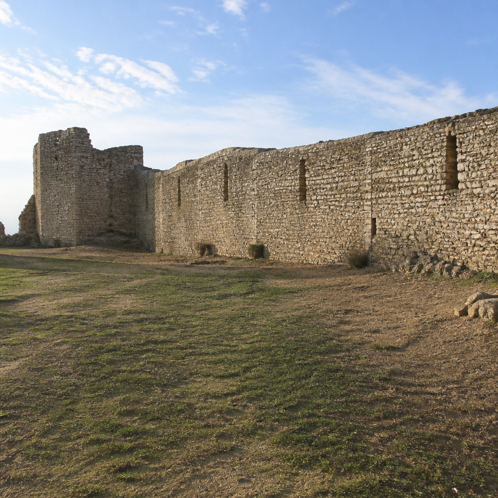 Muro norte con aspilleras en el Castillo de El Vacar, Espiel